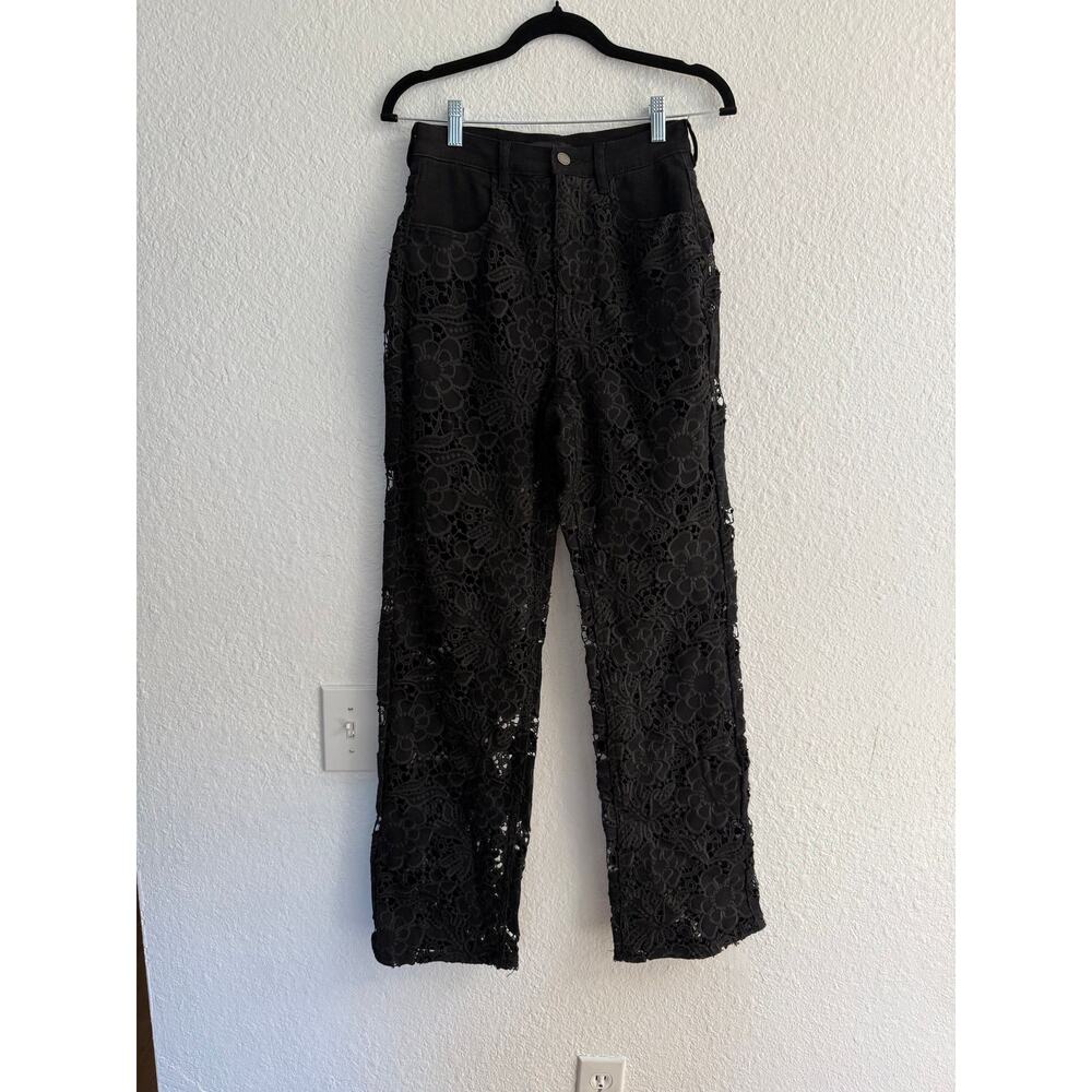 The Noli Shop Celeste Lace High Rise Jeans Black Size 26 - Picture 3 of 5
